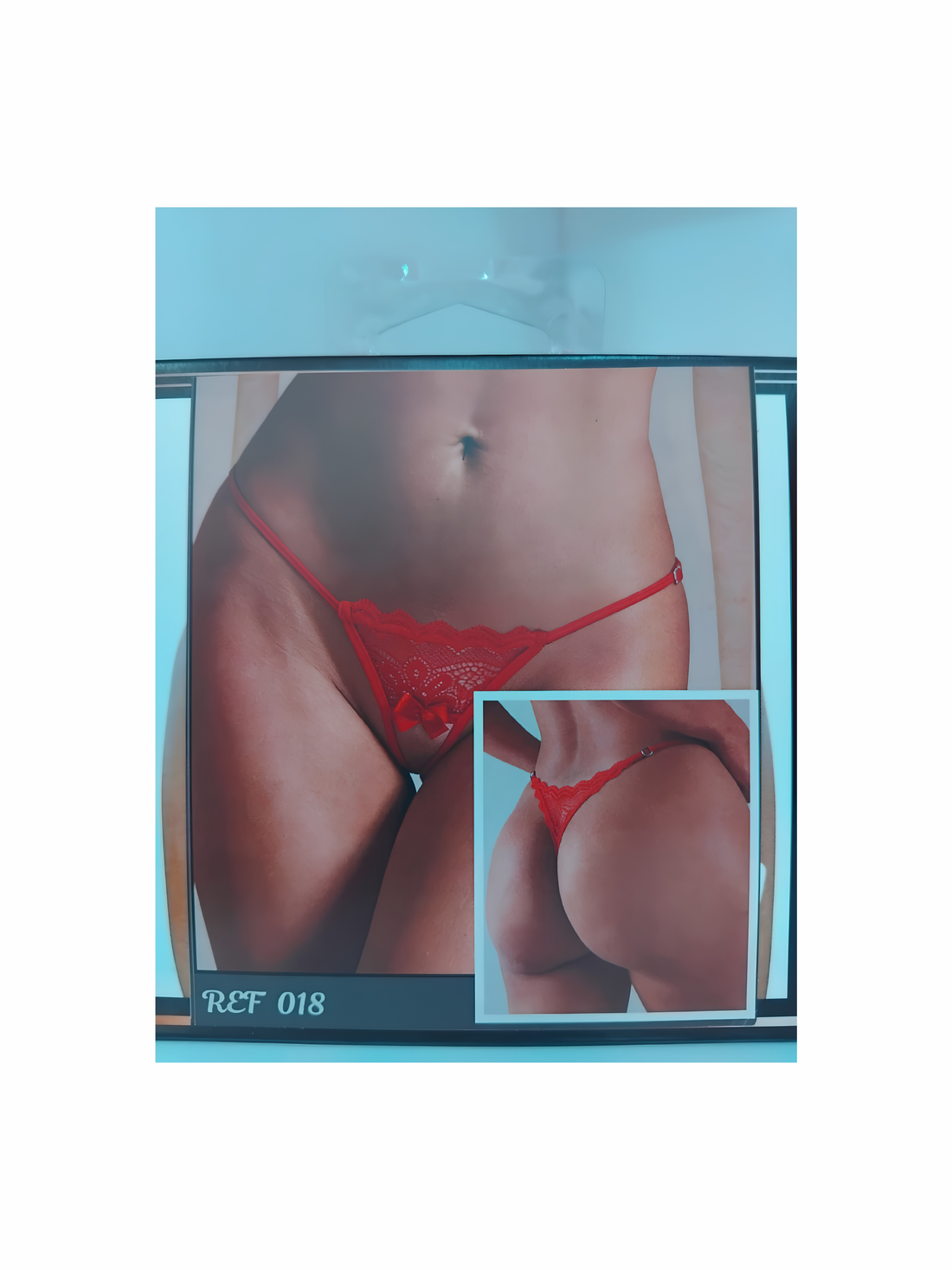 Panty Tanga Rojo de Encaje con Moño REF 018