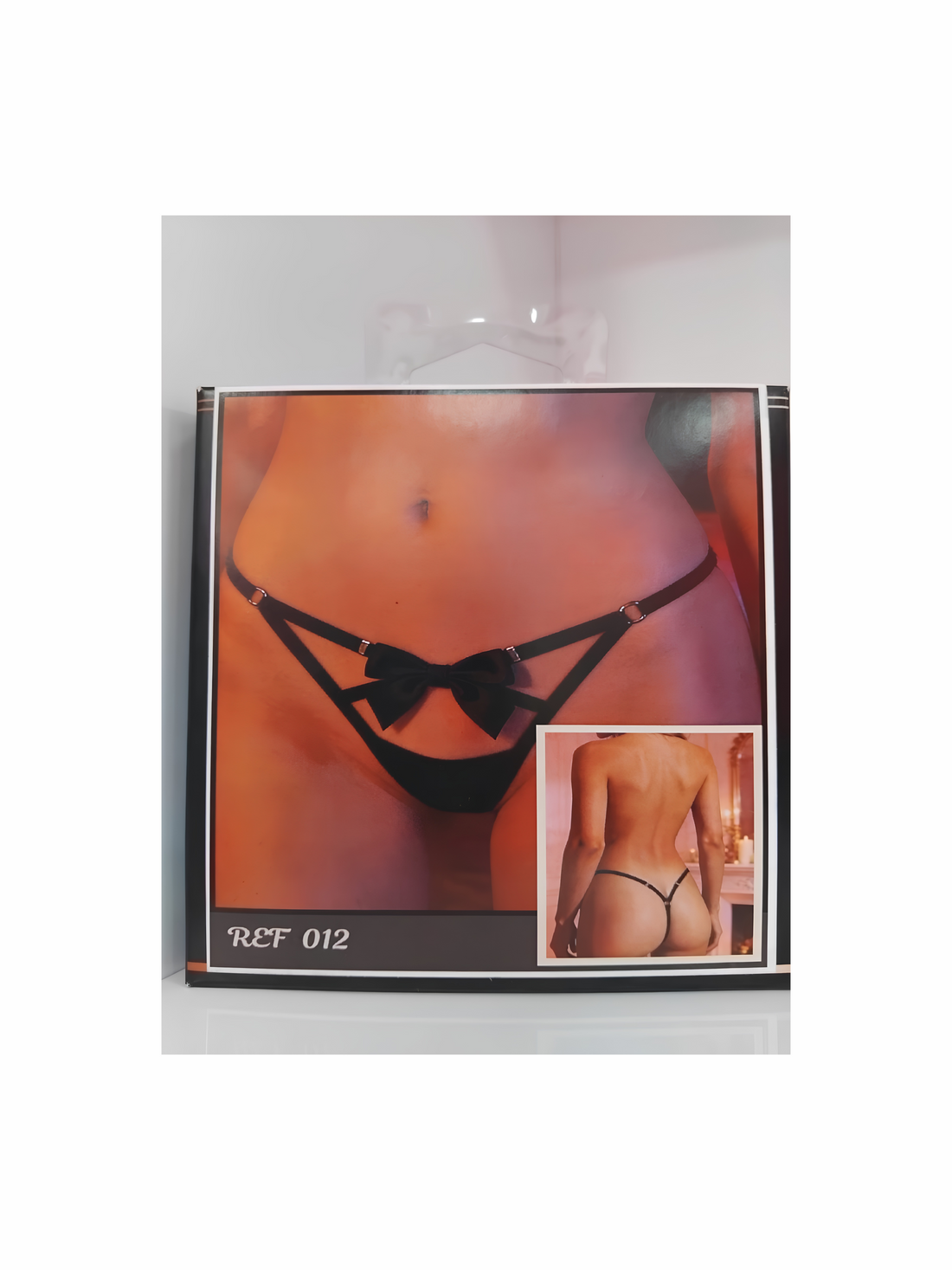 Panty Negro con Moño y Tiras Decorativas REF 012