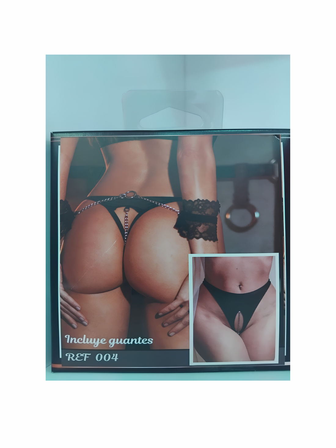Panty Negro con Cadena y Guantes REF 004