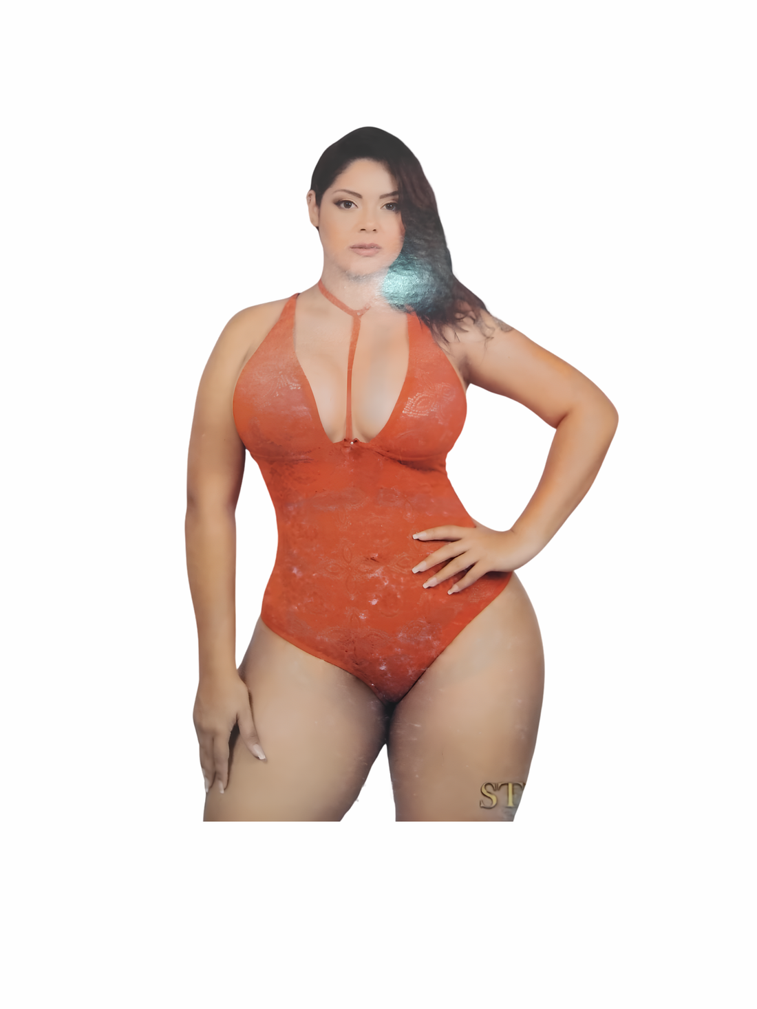 Body de Encaje Curvy Coral B-09